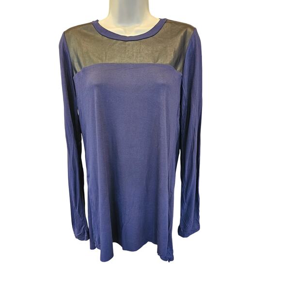 Aritzia Wilfred free faux leather mixed media long sleeve side slit small violet - Picture 1 of 10